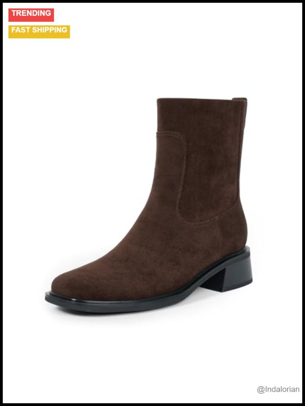 Women's Square Toe Ankle Boots Low Heel Stretch Faux Leather Booties